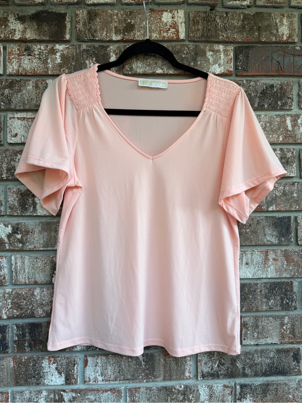 MICHAEL Michael Kors Light Peach V-Neck Short Sleeve Top